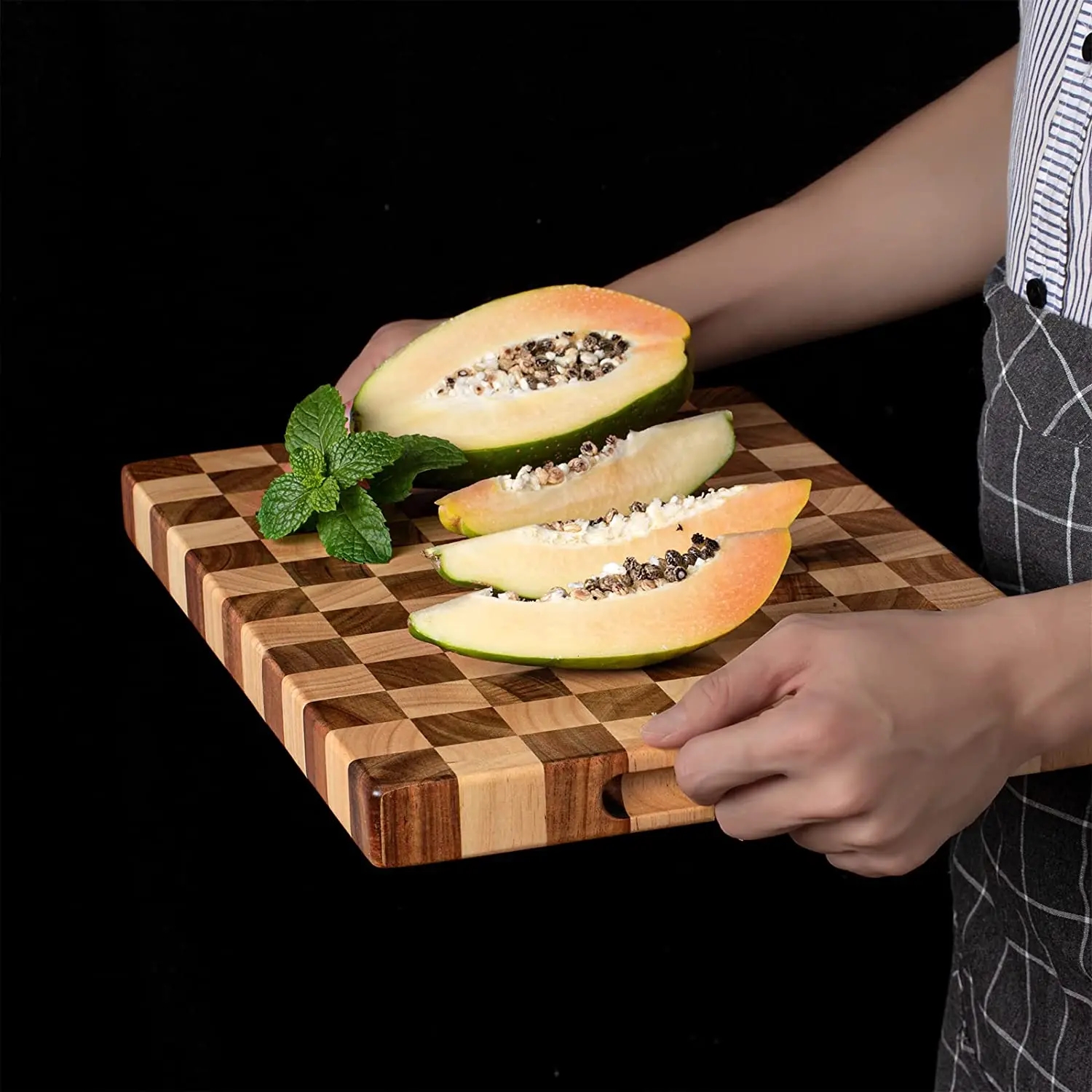 Бамбуковая разделочная доска для кухни двусторонняя деревянная
