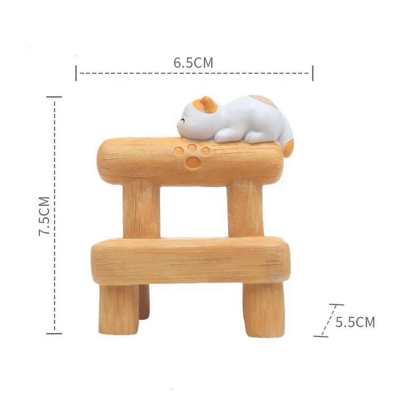 Cartoon Kitten Puppy Stool Cell Phone Stand Desktop Chair Mini Compact Micro Landscape Resin Crafts Decorative Ornaments