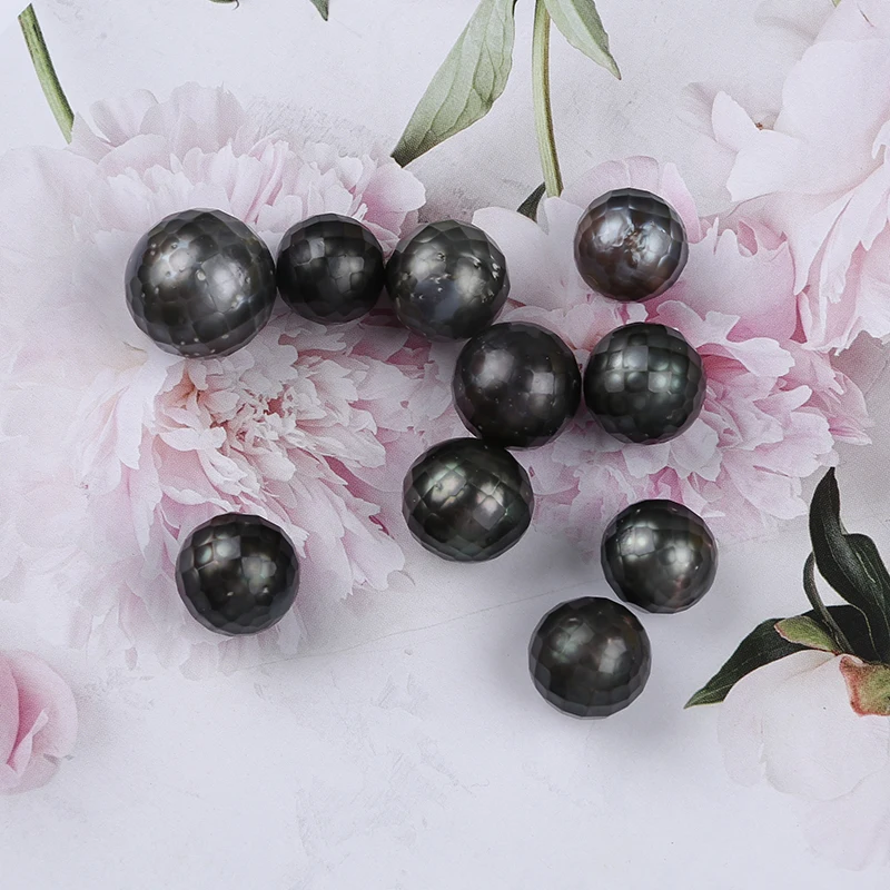 13-17mm Natural Carved Seawater Black Tahitian Loose Pearl For Sale