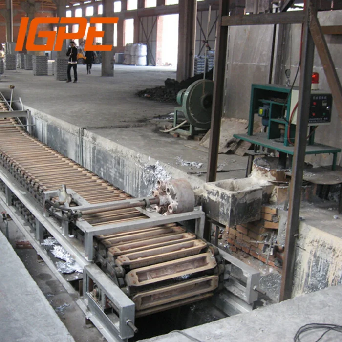 Gas fired tilting aluminum crucible furnace for ingot casting line 10KG ingot cast conveyor with 500KG non-ferrous copper oven