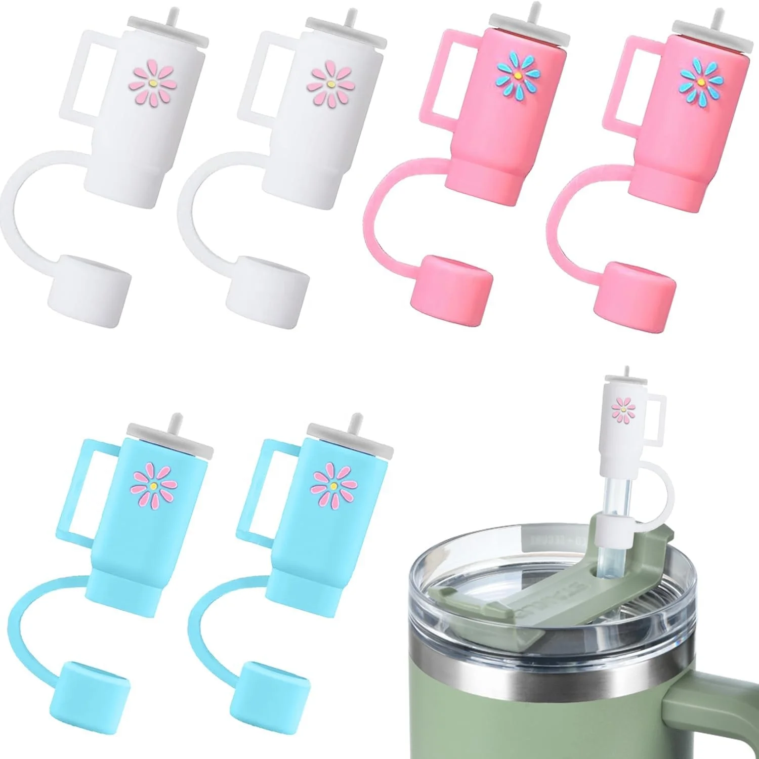 Stanley Cup Accessories Silicone Straw Plug Spill Proof Straw Cover Lid Stopper Silicone Straw Cap Topper  For Stanley Cup