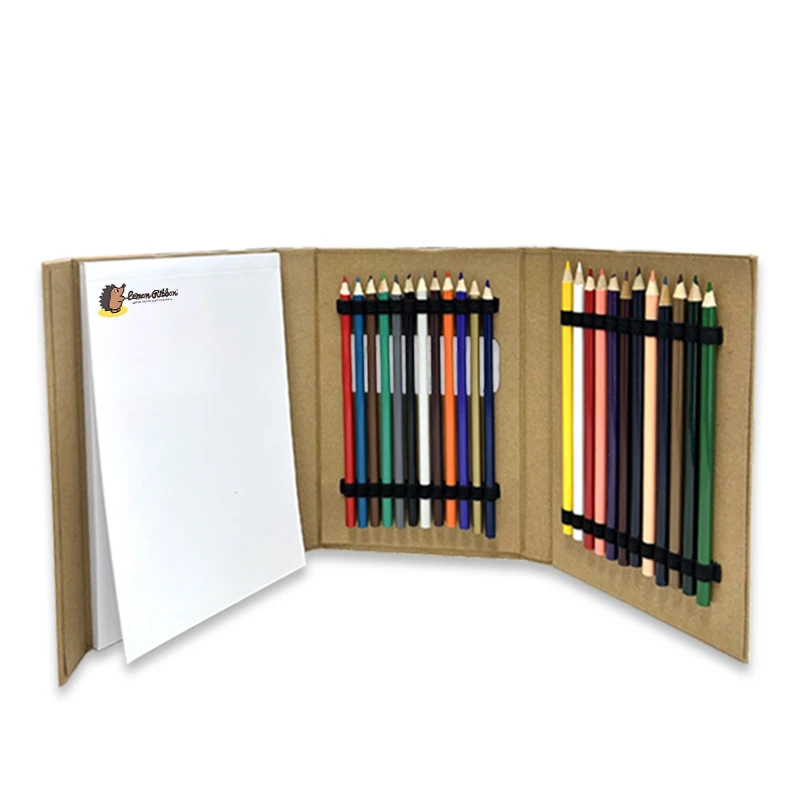 Free Sample Custom Kraft Paper Cover Full Coloring Book Set Kids Drawing Coloring Book with 24pcs Color Pencil set