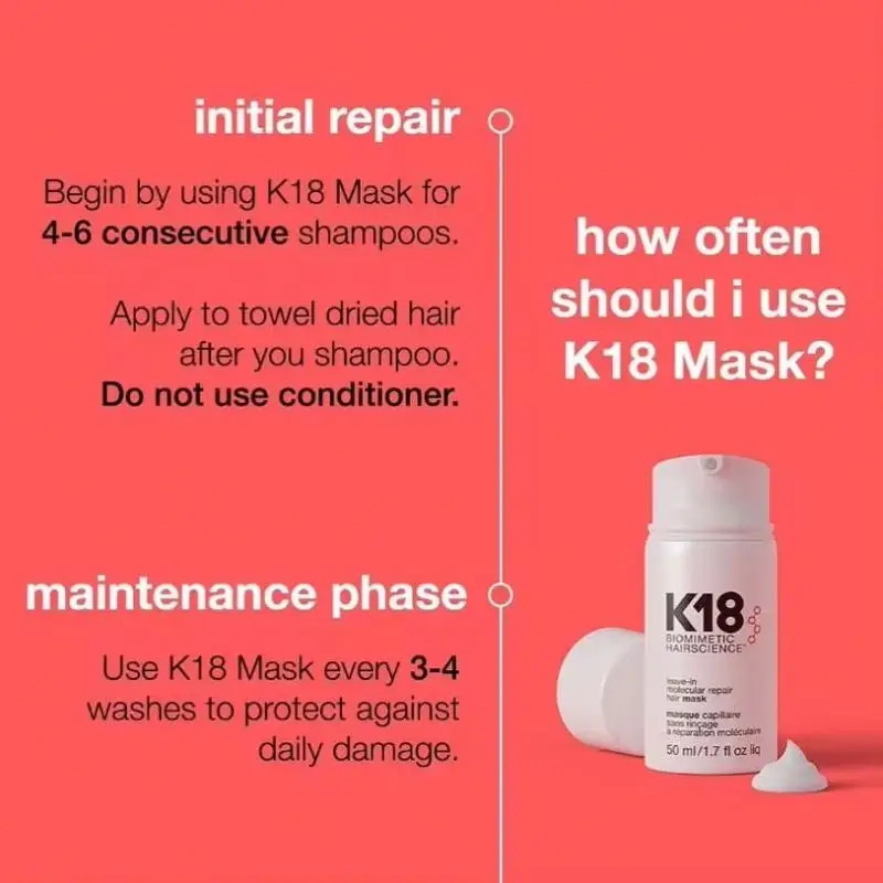 K18 Molecular Repair Hair-50 ml K 18 Leave-In Repair Hair Treatment to Repair Dry or Damaged Hair -50mL(1.7 fl oz)