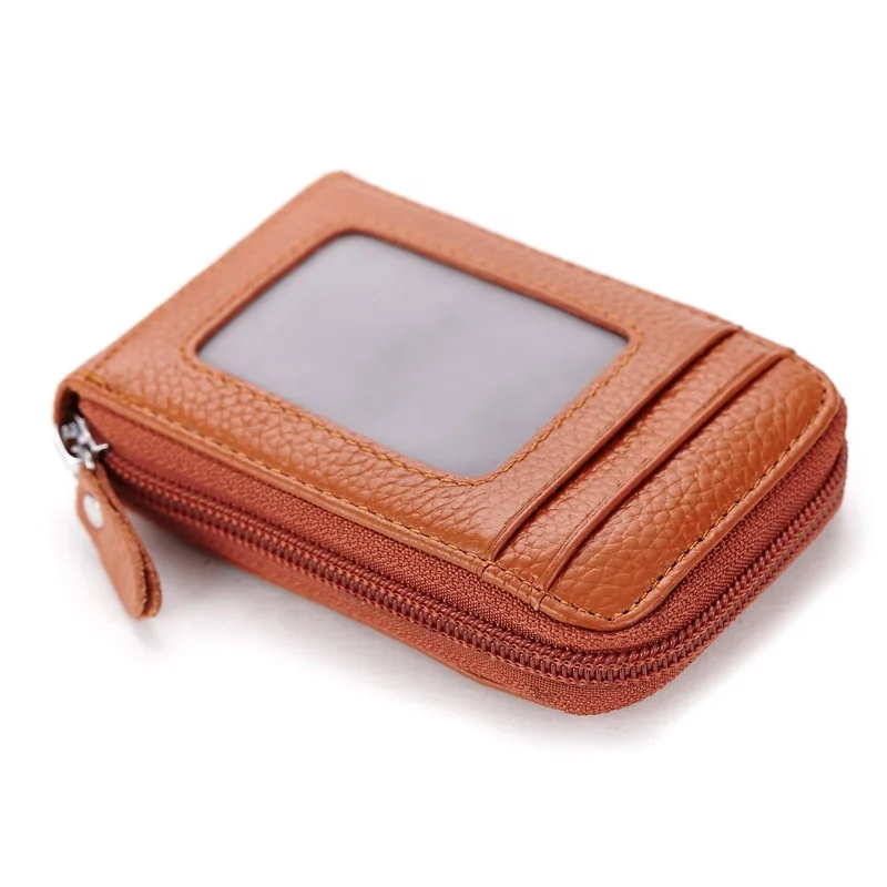 Factory Wholesale Leather Slim Card Holder Case id Card Holders zippered Wallet for Women and Men