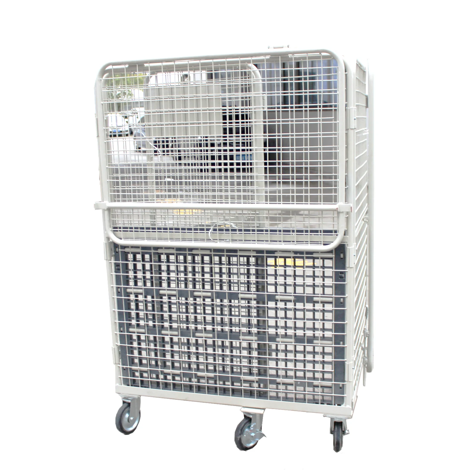 950x800x1700mm roll container steel wire mesh trolley cage Roll Cage Trolley for metal warehouse storage