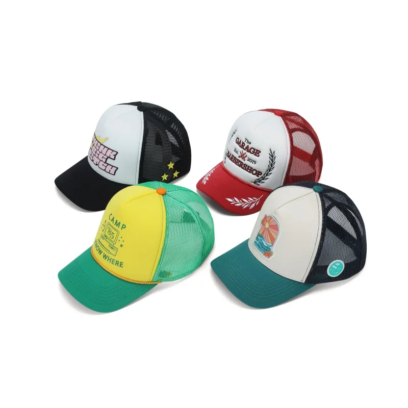Hats and Caps with Puff Printing and Hand Drawn Techniques One Size Fits Hand Embroidered