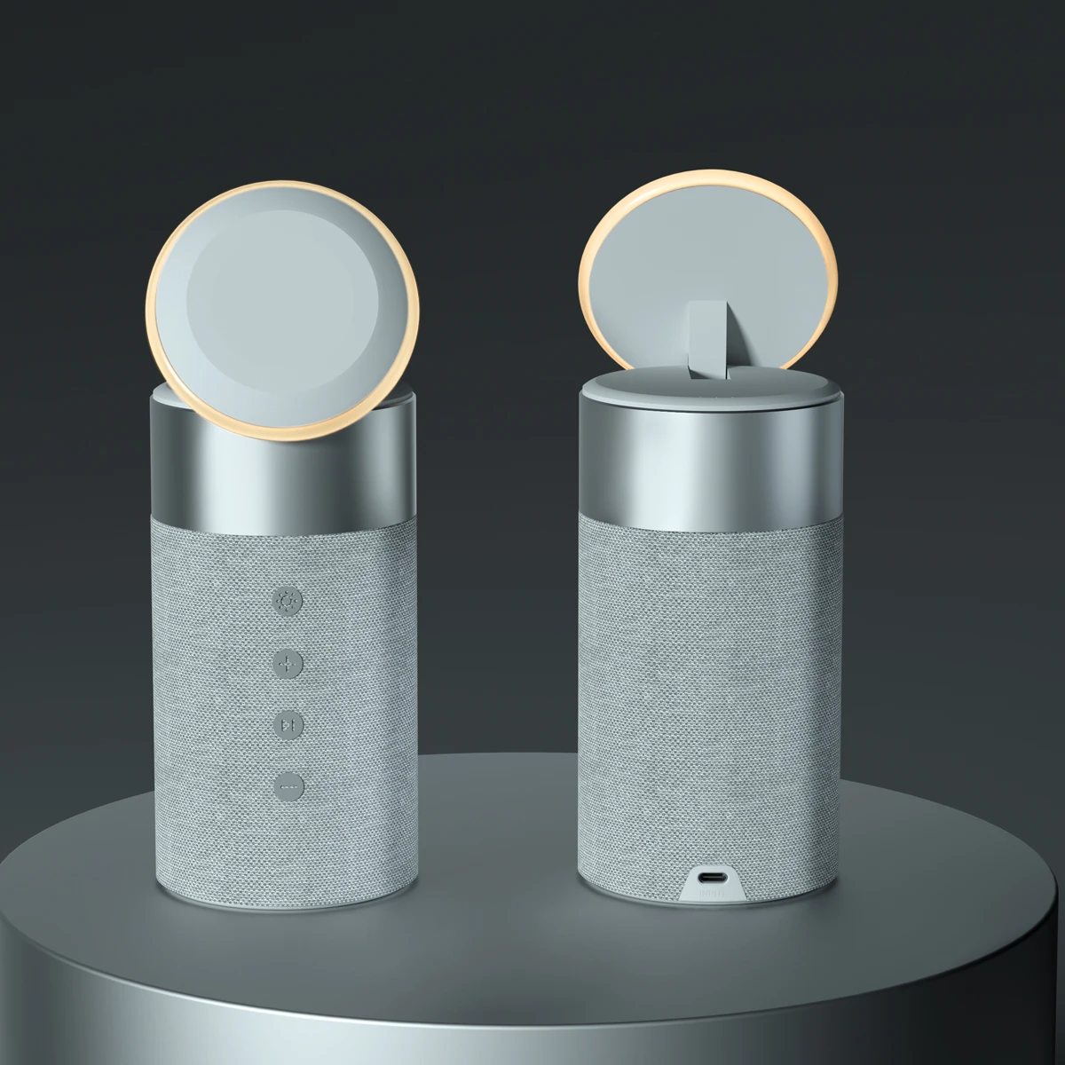 Custom Logo Trending Product BT Speaker Wireless charger For iphone  LED  Warm Light Portable Phone charger Stereo Sound Speaker