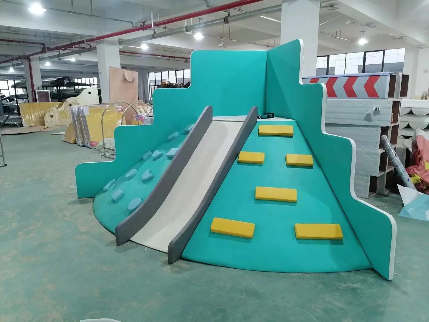 Wejoy play design pastel indoor school soft play set white with pink soft play equipment for kids playroom