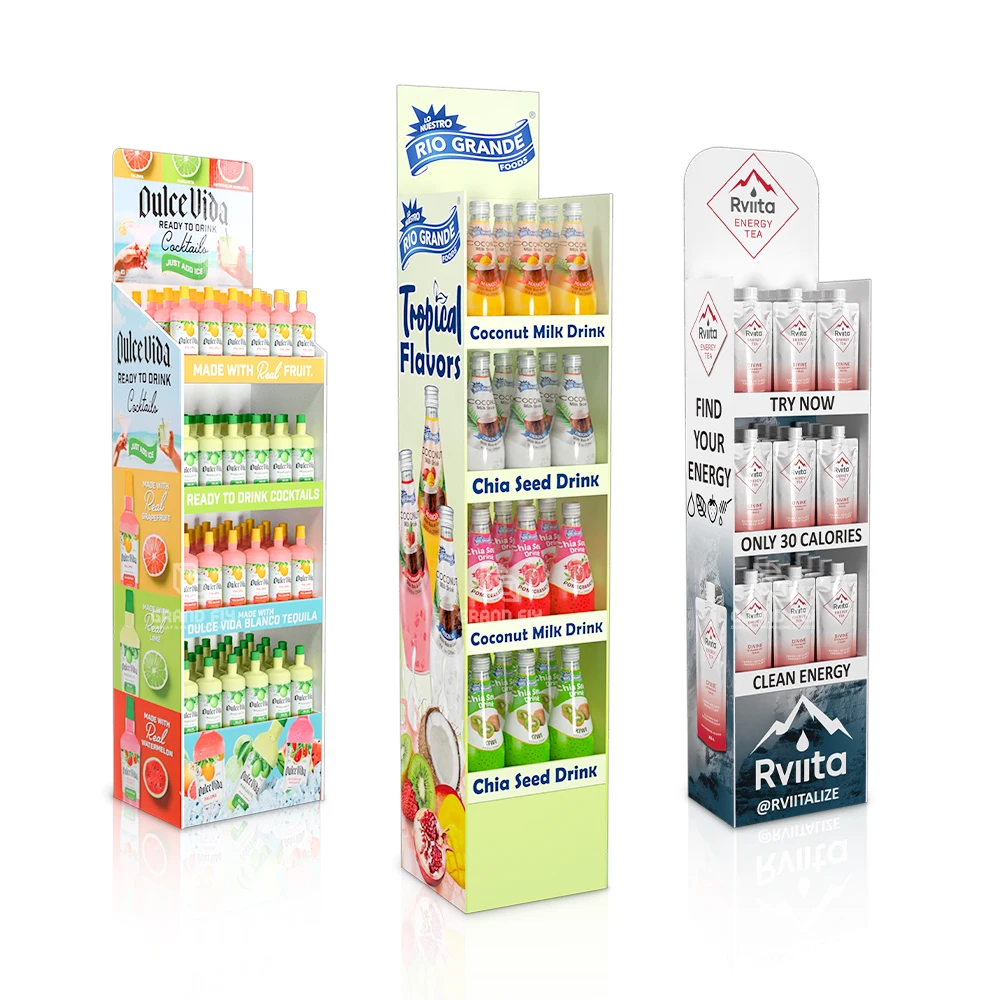 Custom Supermarket Cardboard Beverage Display Racks Cardboard Brandy Wine Drinks Liquor Bottle Display Rack for Beer Bottle
