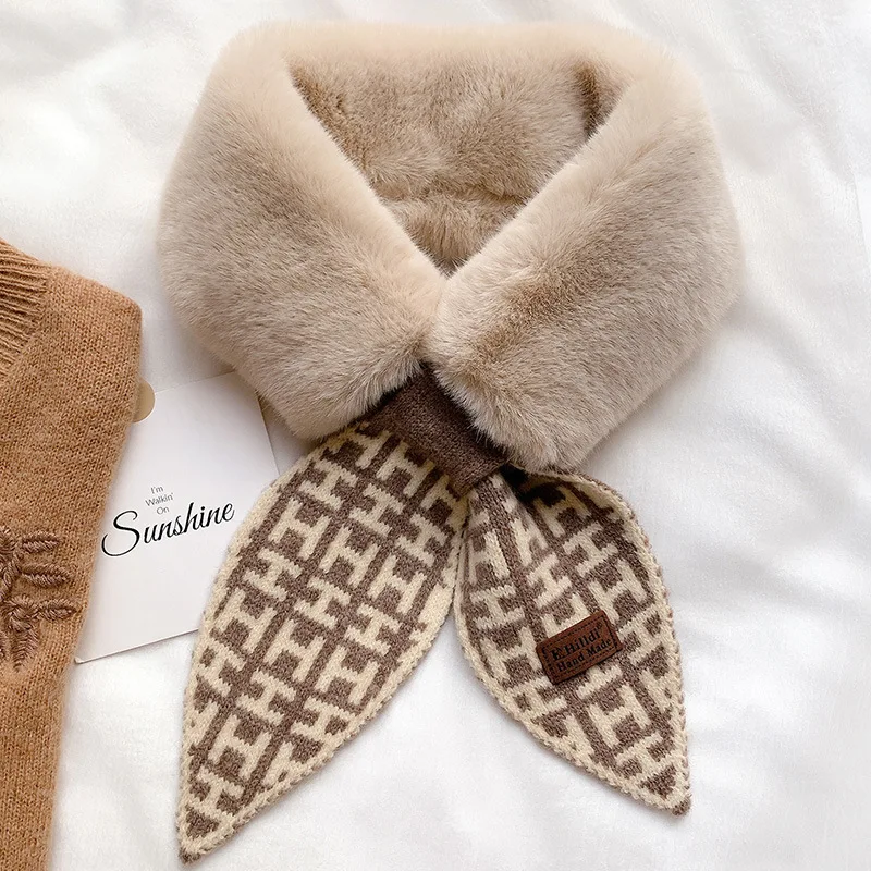 Женский трикотажный шарф в горошек, однотонный вязаный шарф в японском стиле