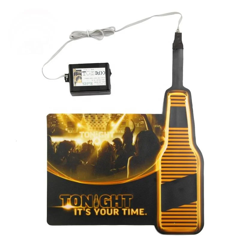 Factory price lighting glow beer outdoor advertising poster electroluminescent sound activated round el poster for market