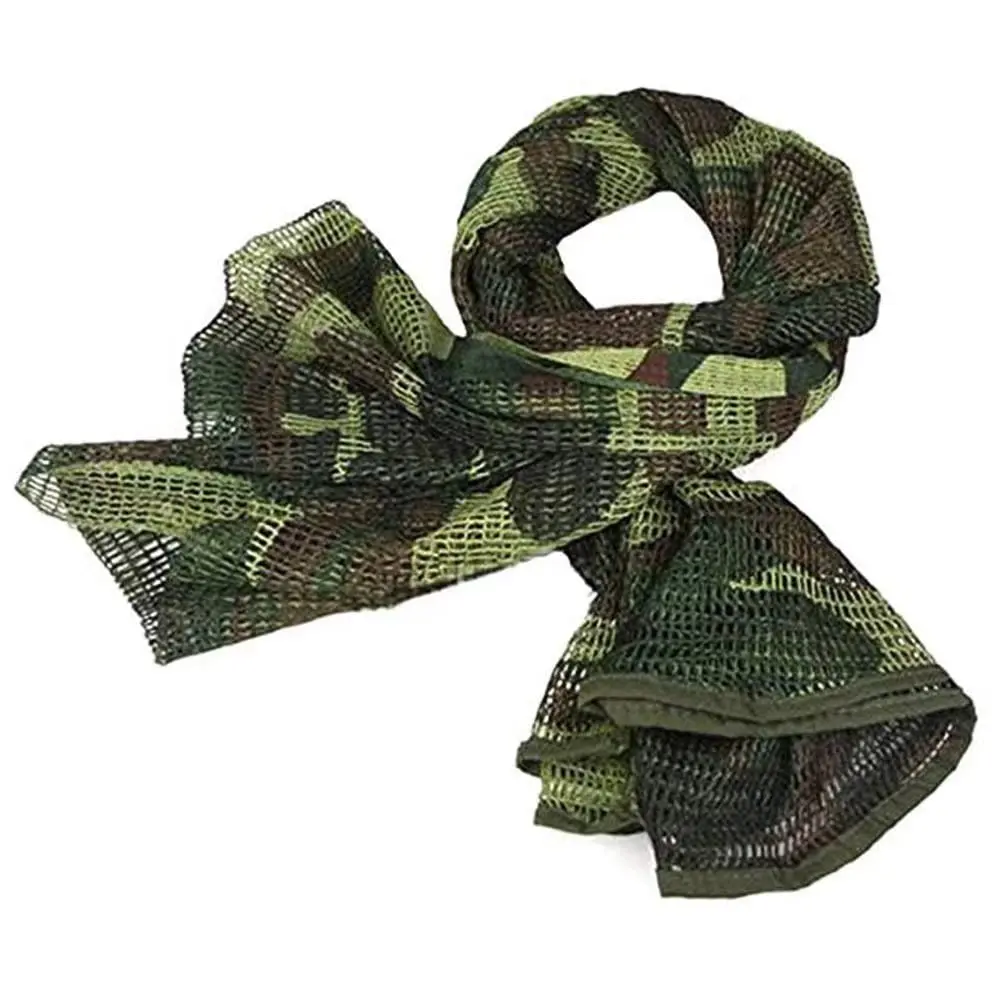 Outdoor Windproof Big Mesh Fabric Woodland Camo Warm Scarf
