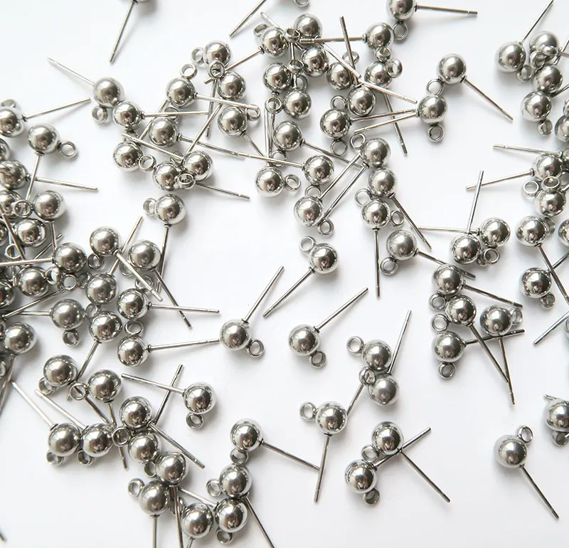 Нержавеющая сталь, одноцветная, круглый шар сообщение серьги-гвоздики с петлей для ювелирных изделий серьги-подвески в форме решений