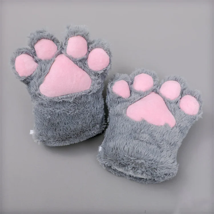 Fluffy Bear Cat Paw Gloves Plush Anime Novelty Cosplay Party Costume Glove