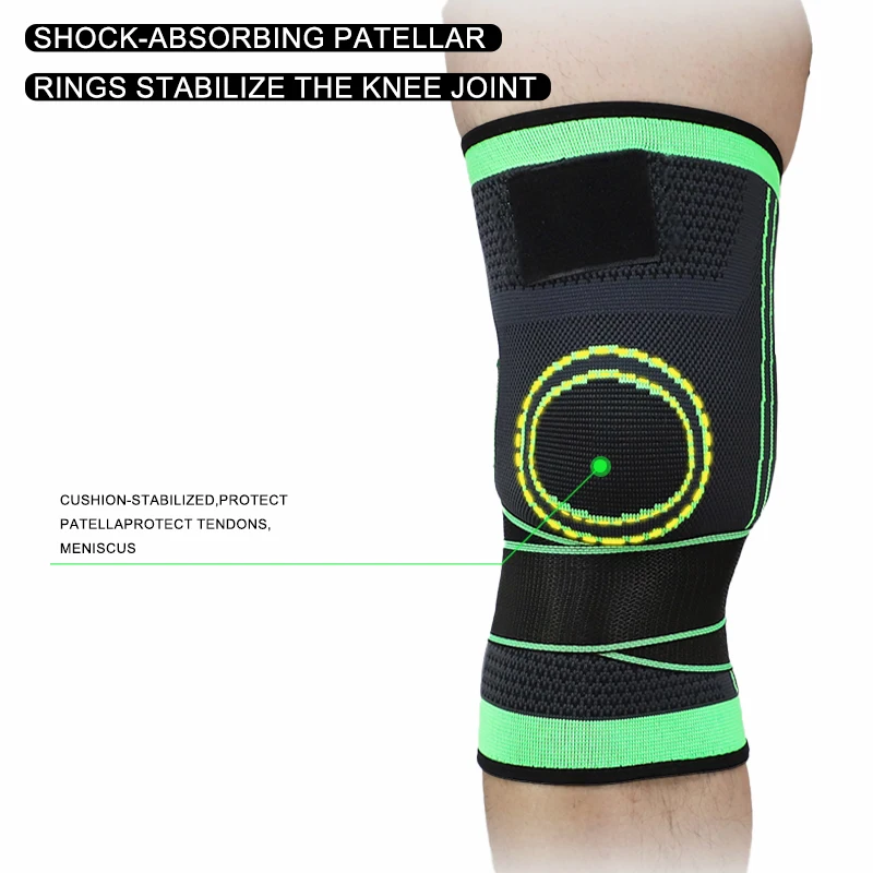 RunYi stock Customized 3D Knitting Knee sleeve Support Elastic Knee brace With Compression Straps knee wrap for sport protection