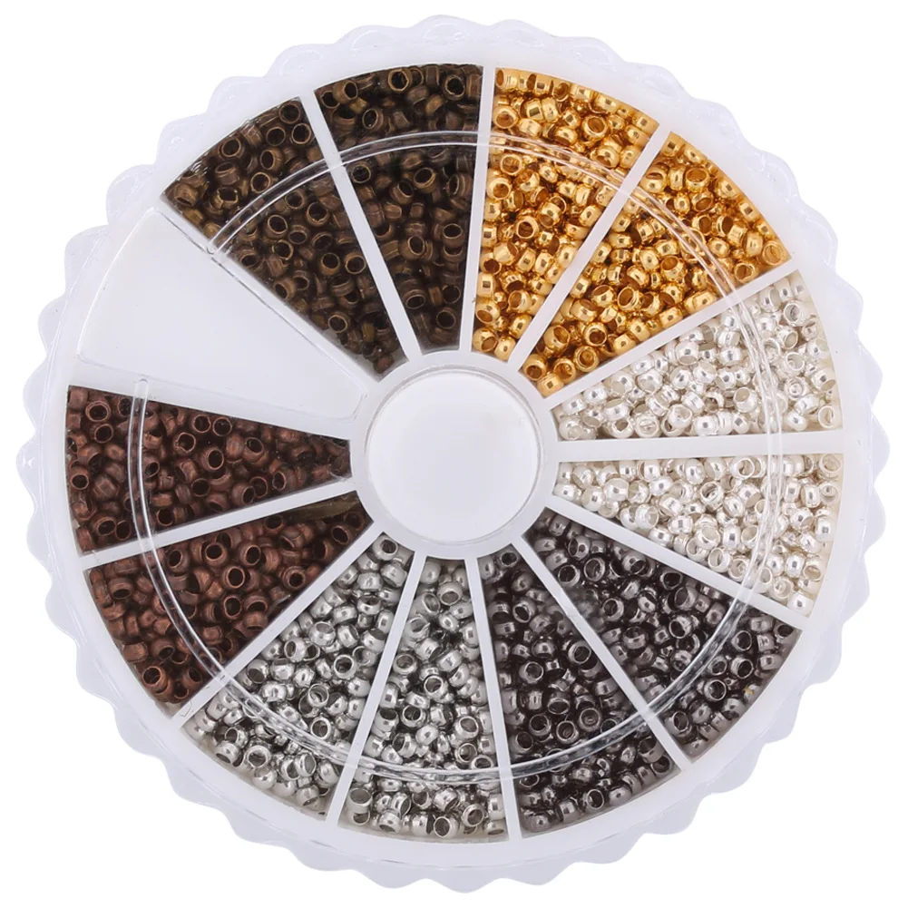 XuQian 3000pcs 6 Colors Brass Spacer Beads for Jewelry Making Supplies