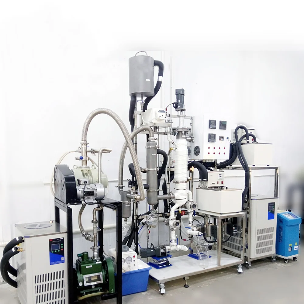 Glass and stainless steel hemp oil wiped film short path molecular distillation machine