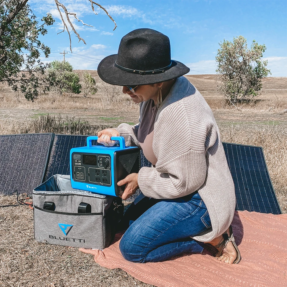 Bluetti EB55 + PV120 батарея солнечные панели Lifepo4 Быстрая зарядка лучший портативный солнечный генератор