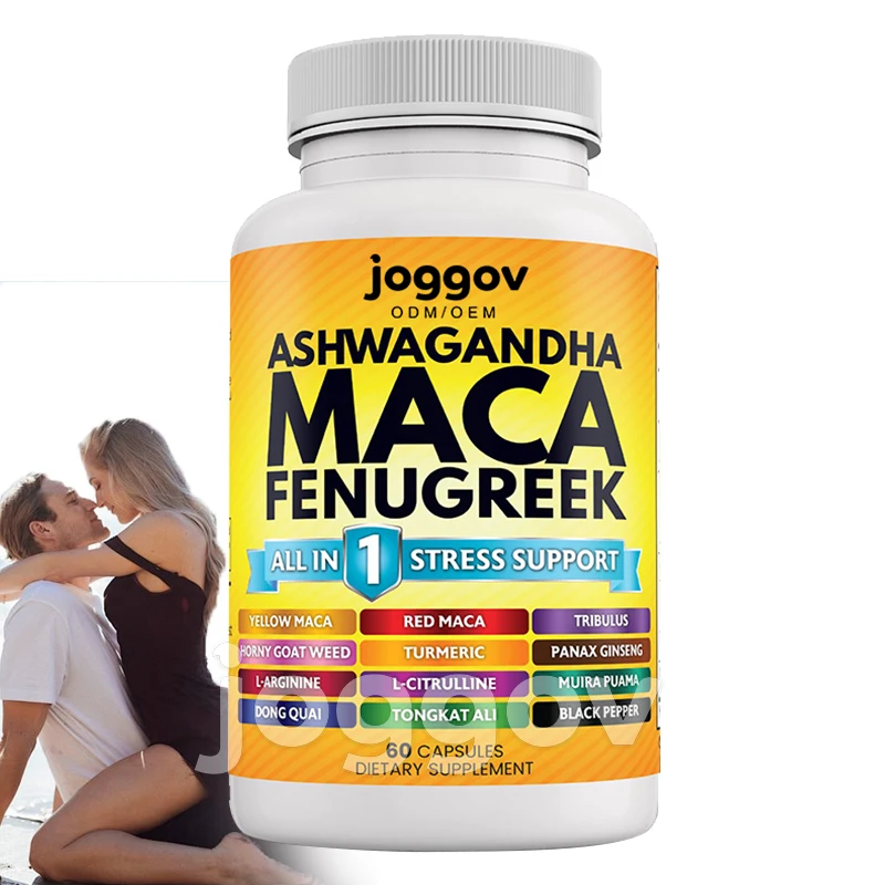 Высокомощные травяные добавки Ashwagandha повышающие гормоны таблетки для мужчин улучшающие черный корень Маки в капсулах