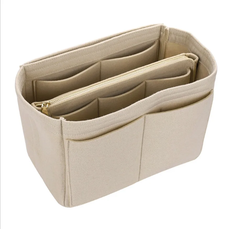 Felt Insert Bag Organizer Purse Organizer Include Zipper Purse for Handbag Tote Bag