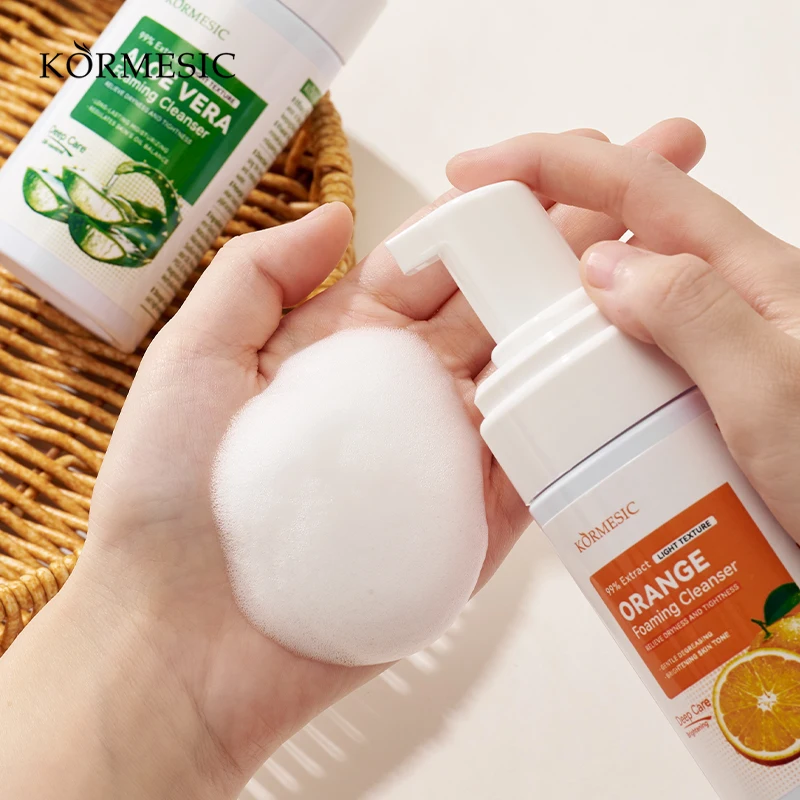 MIDUO Factory OEM 100ML Aloe Vera Orange Deep Amino Acid Cream Skin Oil Cleanser And Foam Cleanser For Sensitive Skin
