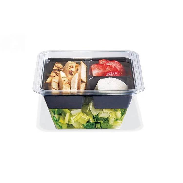 Customized black 1 Compartment Pp Plastic Takeout Box Microwave Safe To Go Fast Food Container Leakproof Takeout Tray With Lid