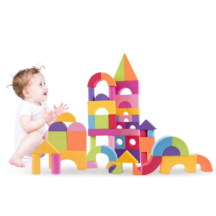 50PCS Ultra-light Colorful EVA Foam Building Block Brick Set Kid Child Soft Toy Gift Christmas Educational Toy