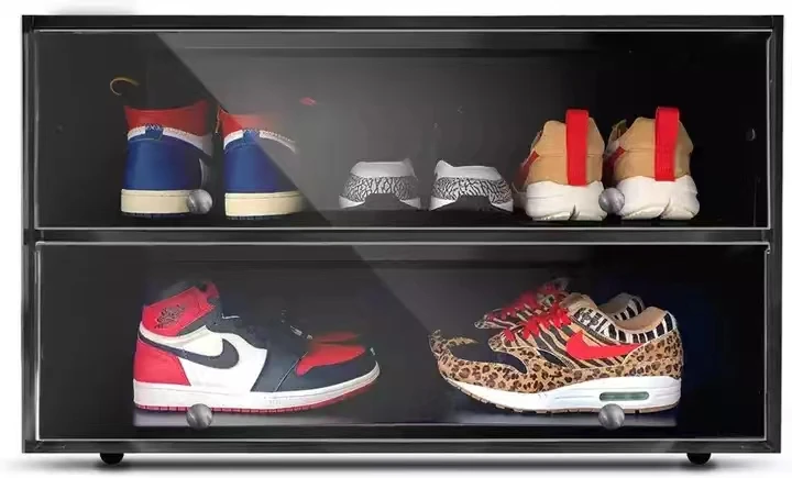 customizable jordan shoes display rack shoe rack with LED lights panel furniture factory price for wholesale