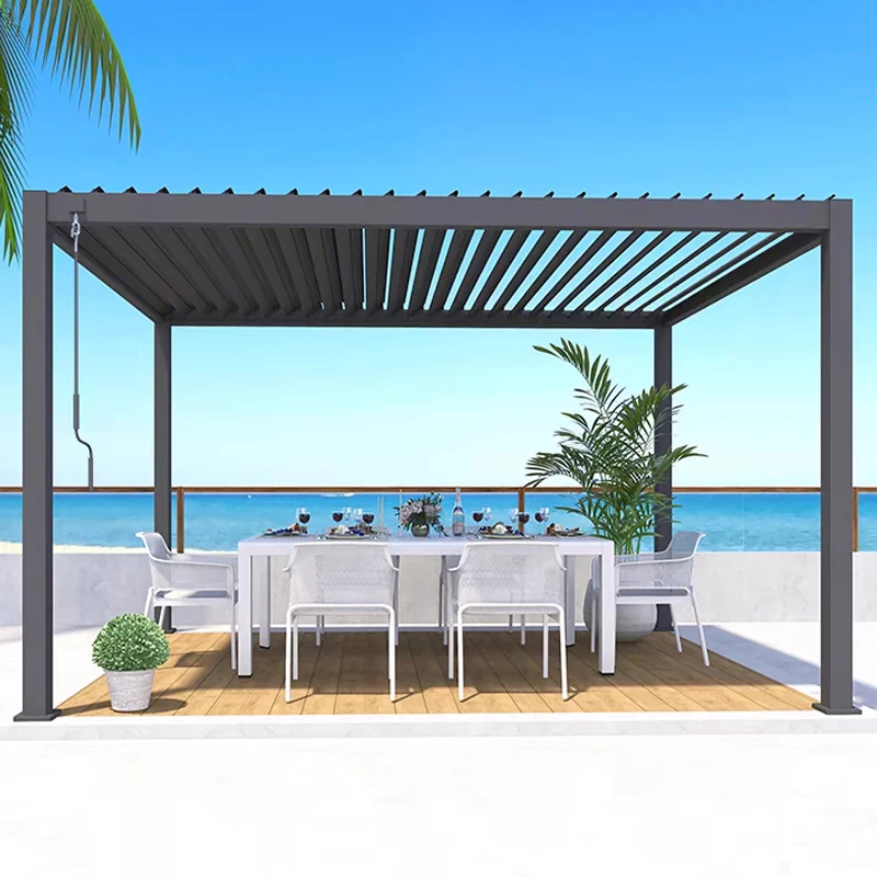 Yoho High Quality Metal Frame Outdoor Gazebo Windproof and Rainproof with Adjustable Sliding Top and Fabric Roof