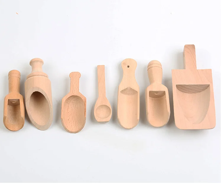 
Mini Wooden Kitchen Utensils Items Candy Flour Tea Coffee Spoon Bath Sugar Salt Measuring Scoop with Short Handle 