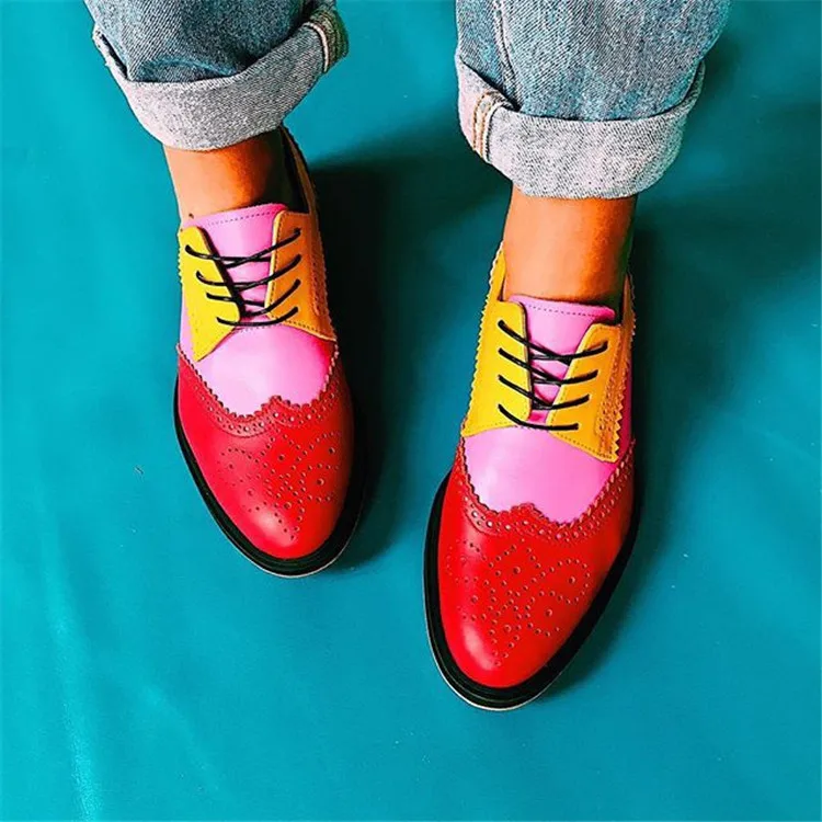 
Hot Sale Spring British Style Woman Platform Oxford Casual Shoes Cut-Outs Flats Plus Size 34-43 