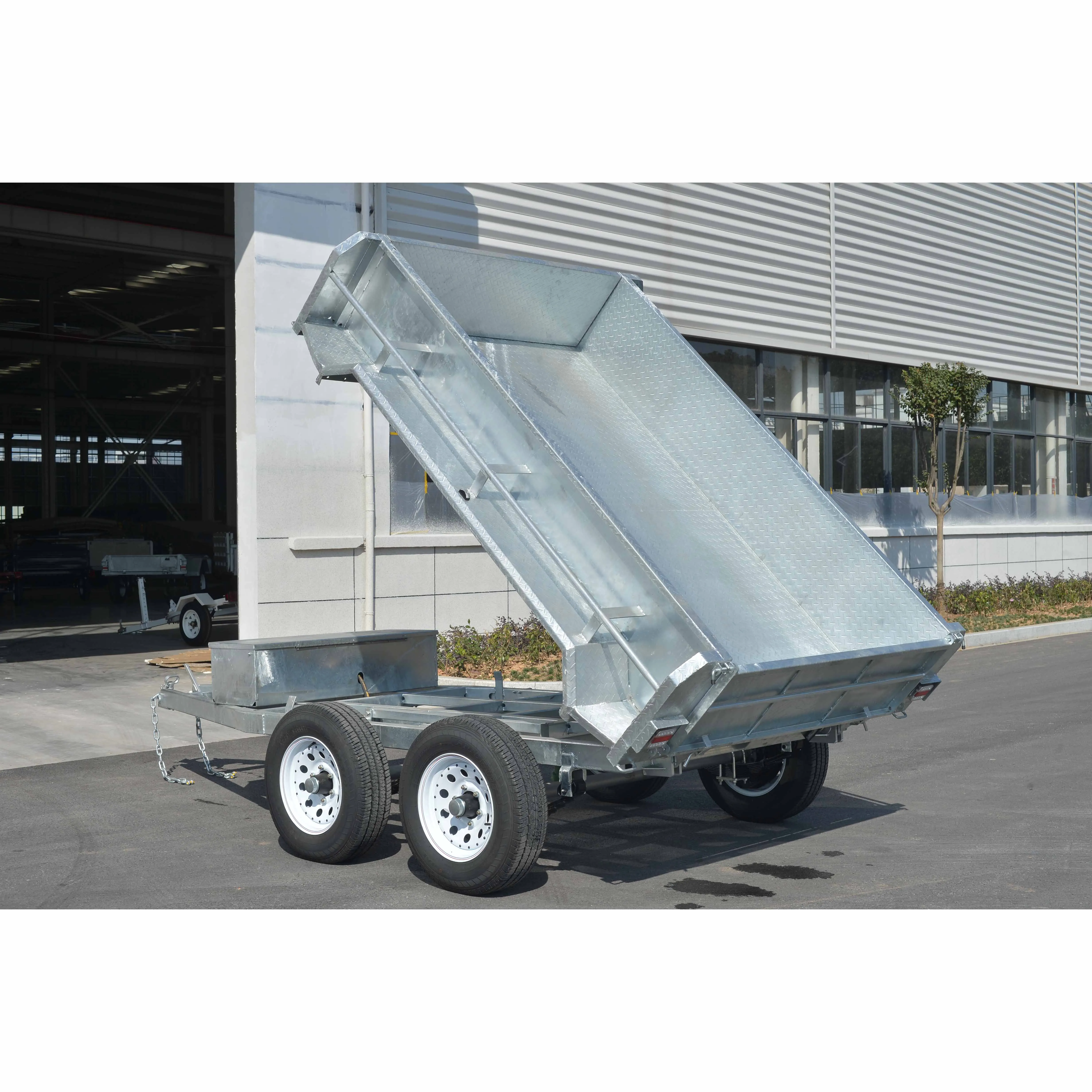 10x5 Hot Dipped Galvanized Tandem Hydraulic Tipping Trailer With Cage