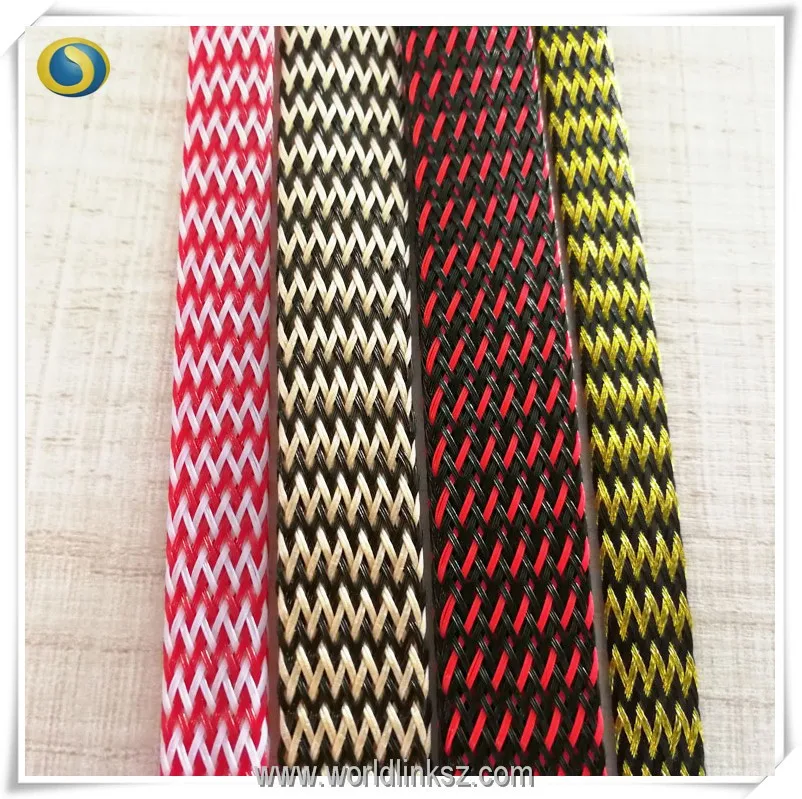Black Red 1/2 inch PET Expandable Braided Sleeving 12mm braided cable sleeve