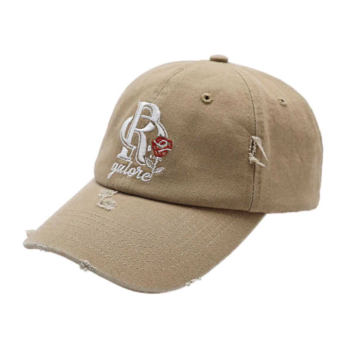 Unstructured Washed Dad Cap Embroidered Premium Embroidery Custom Distressed Dad Hat