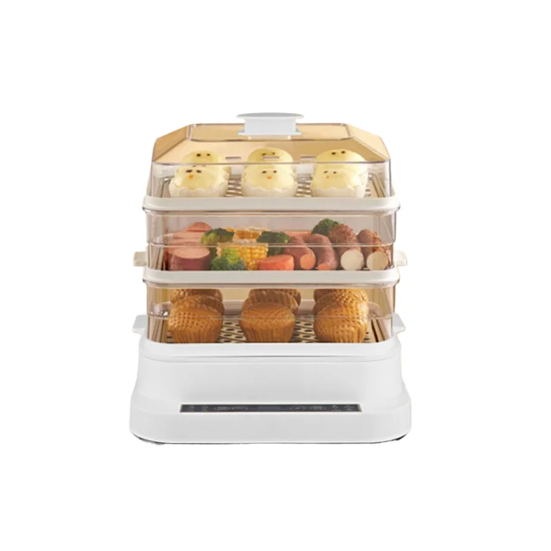 34L Electric steamer household multi-functional electric food steamer stainless steel intelligent three-layer electric steam coo
