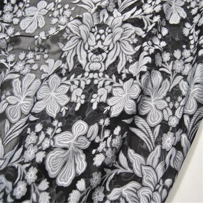 Classic Vintage Silk Burn out Fabric Silk Opal Floral  with Flower Design For Elegant Women Dress Tulle