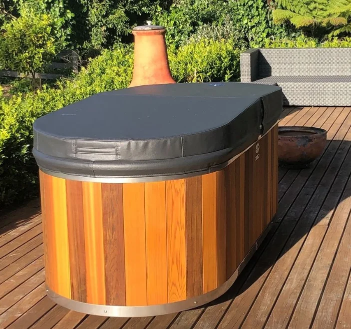 New design  Wooden Cold Plunge Tub Canadian cedar Spa Bath Tub With stainless steel