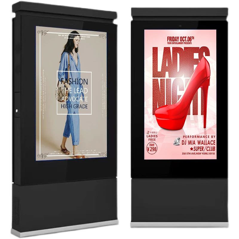 Ip65 Lcd Display Exterior Outdoor Waterproof 55 65 Inch Custom 6mm Digital Touch Screen Kiosk floorstanding display