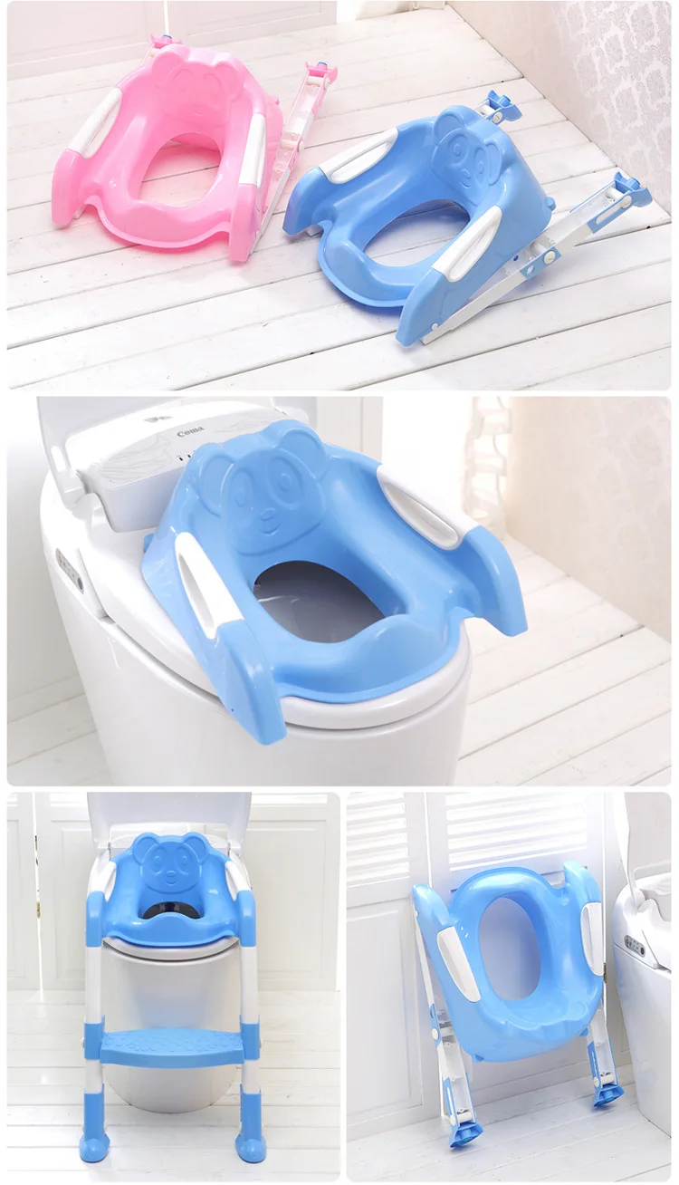 
Comfortable Safe Potty Seat Potty Chair with Anti-Slip Pads Ladder (Pink and Blue) 