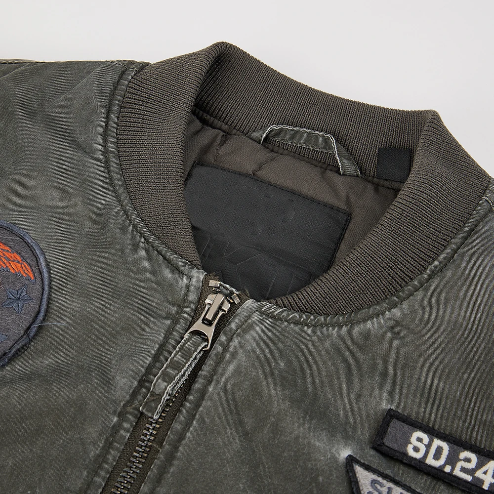 Windbreaker custom warm casual padded coat embroidered patches nylon men outerwear winter jacket waterproof bomber jacket men