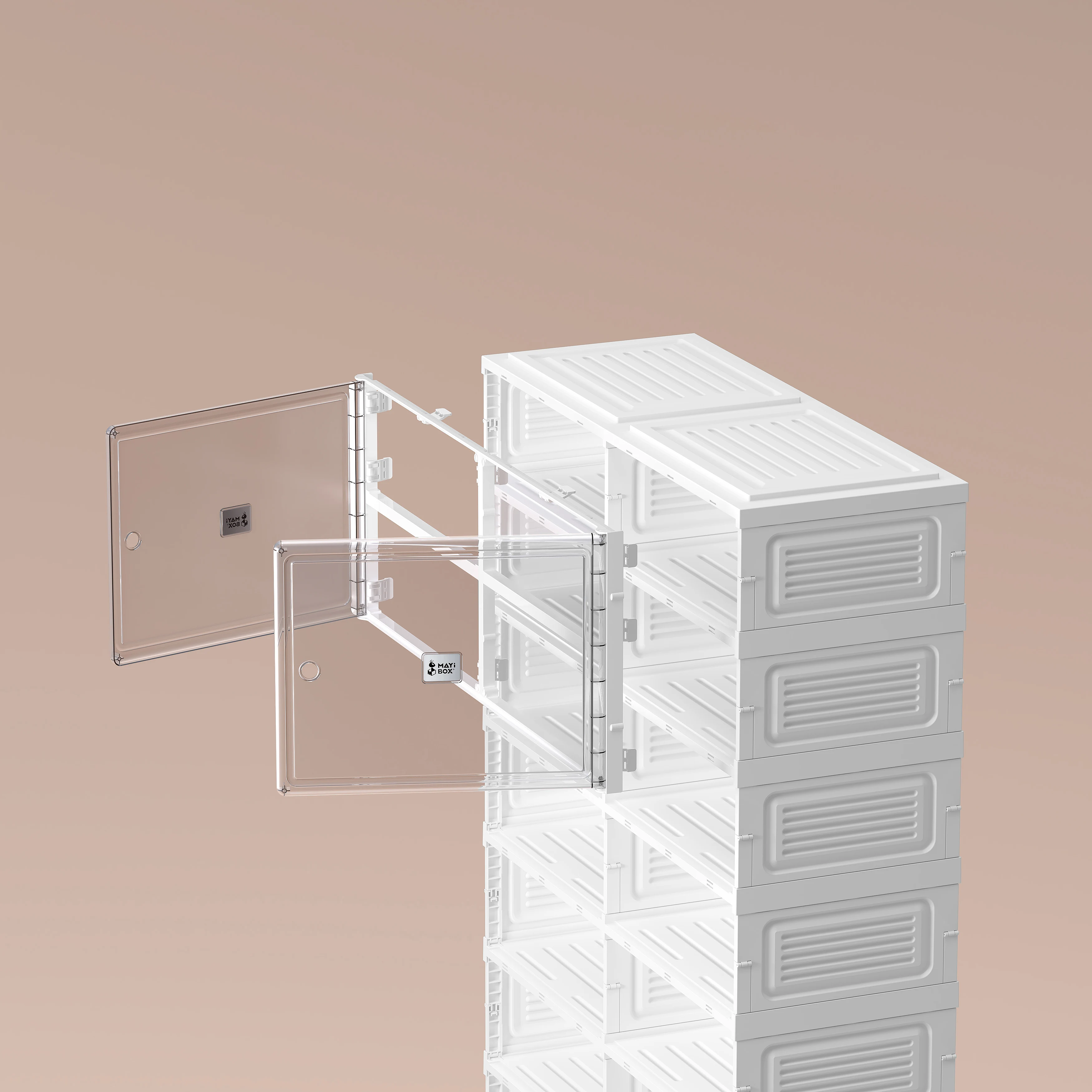 Front Open Drop Door Steady Stackable Simple Assemble Custom Sneakers Foldable Clear Shoe Storage Box With Magnetic Door