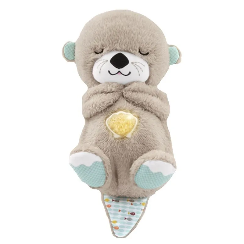 Multi colors Baby Sound soothing breathing Otter plush toy Soothe Snuggle light Otter Portable Plush Baby Toy with Sensory
