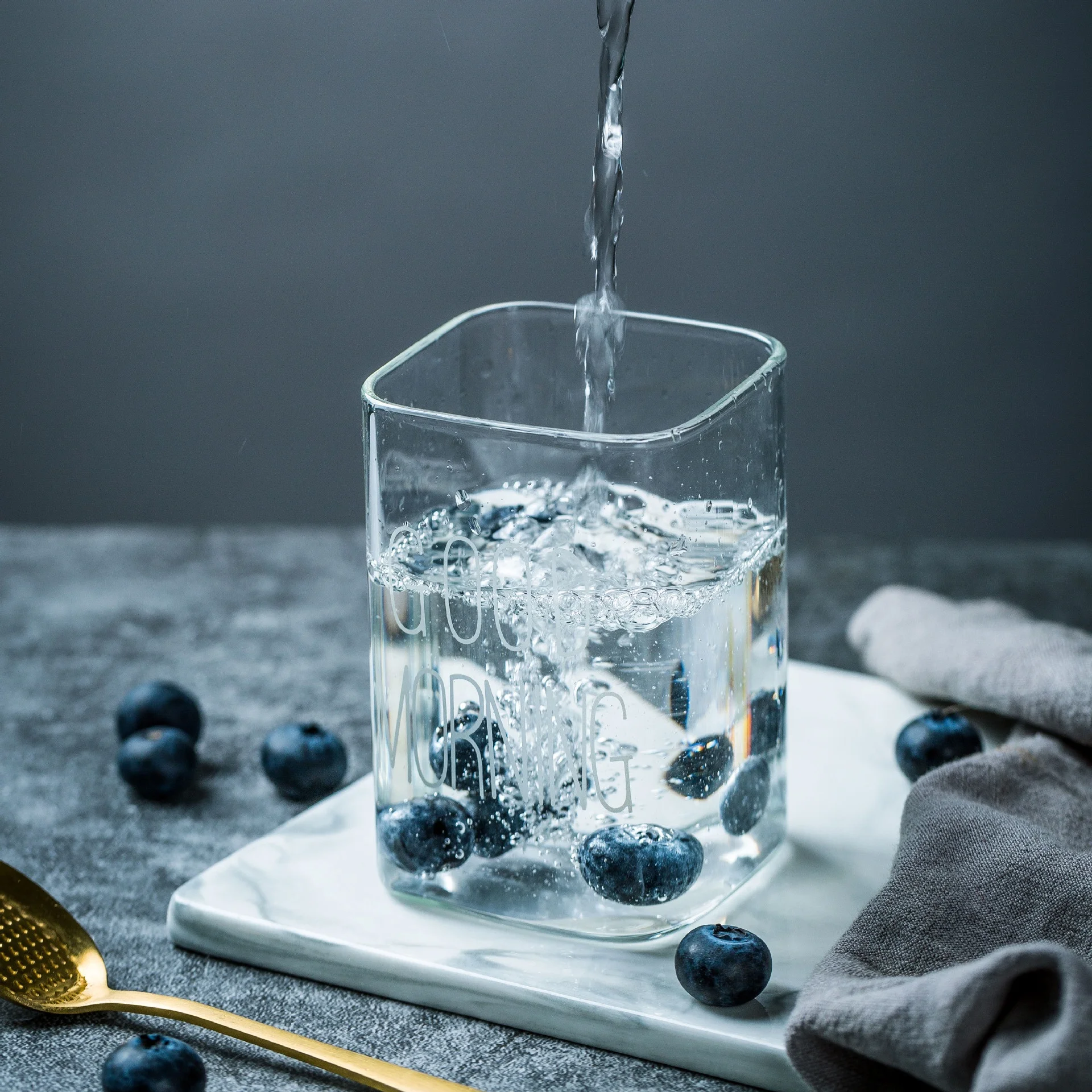 Heat Resistant Square Glass Coffee Cup  Letter Glass Cup For Juice  Tea Cup Logo Printed