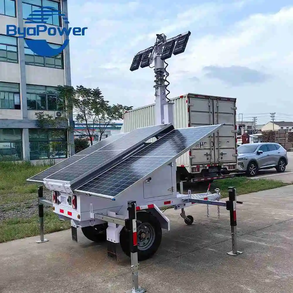 Custom High Quality Solar Powered Trailer With Mobile Led Light Tower For Outdoor Use And Emergency Lighting