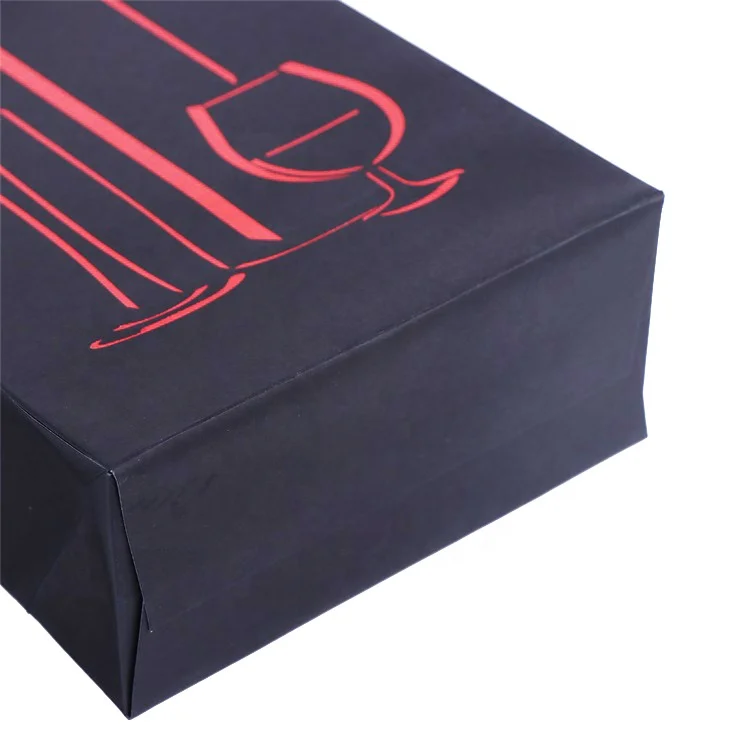Luxury Brand Logo 250gsm Wine Bottle Stand Up Bags with Embossed Logo Single Wine Paper Bag