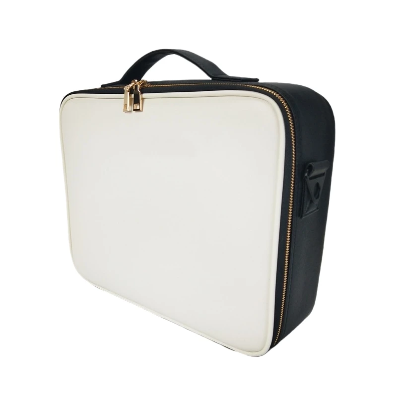 Custom Competitive Quality Large Capacity Multi-functional Cosmetic Case Makeup Organizer Bag Fashion Zipper with Handle Box PU