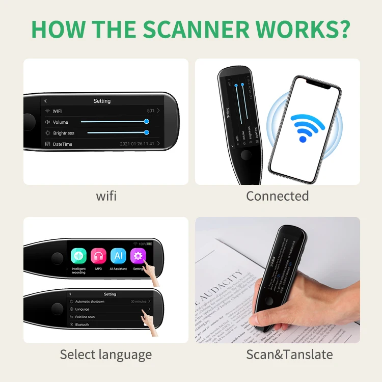202 High Quality 3.5inch Portable AI translation voice pen multi-language smart scanner language translation pen