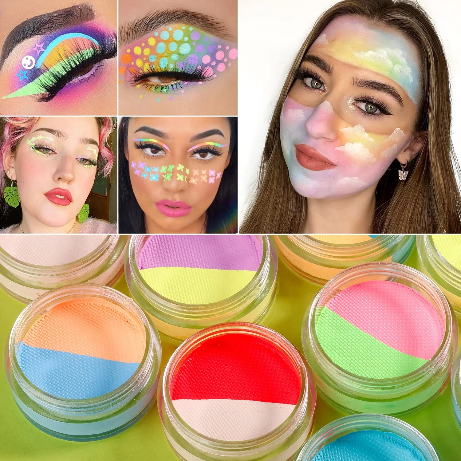 10G Water Activated Eyeliner UV Glow Neon Cake Body Face Makeup Paint for Costume Halloween and Club Makeup Art Paint (1600522259709)