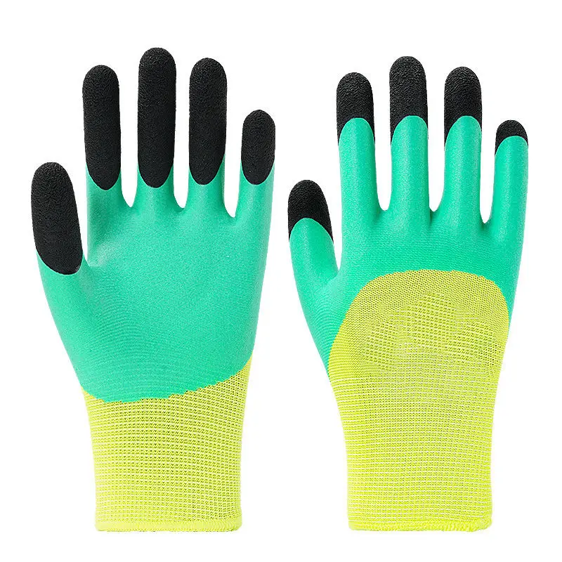 Top  sale Reinforced Hand Gloves Anti-slip Wear-Resistant  Polyester Shell Half Latex Coated Work Safety Gloves Protective Glove