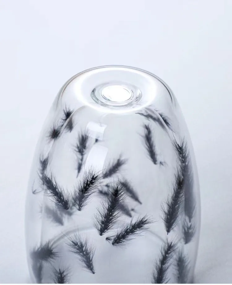 Wholesale high borosilicate dry flower double wall glass cups